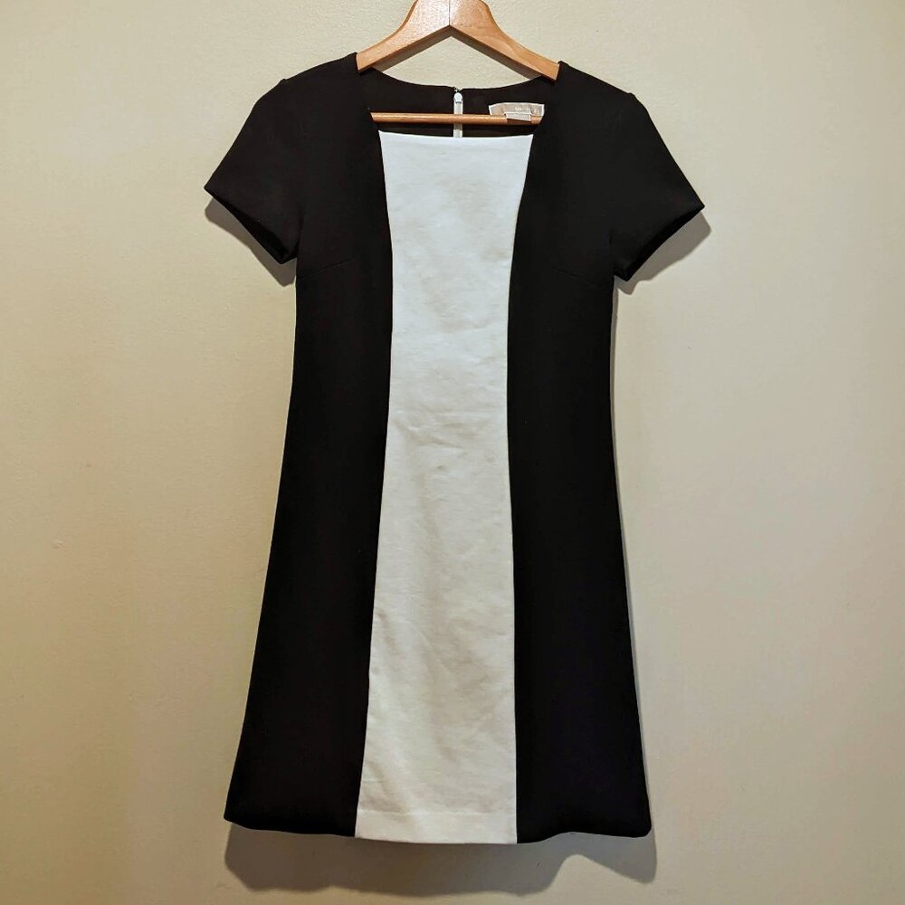 Michael Kors Vintage 80s  Black & Cream Colorblock Sheath Mini Dress – Size XS